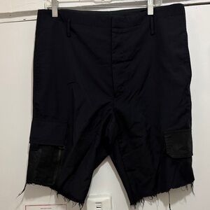 Lanvin Dark Cargo Shorts with Frayed Hem